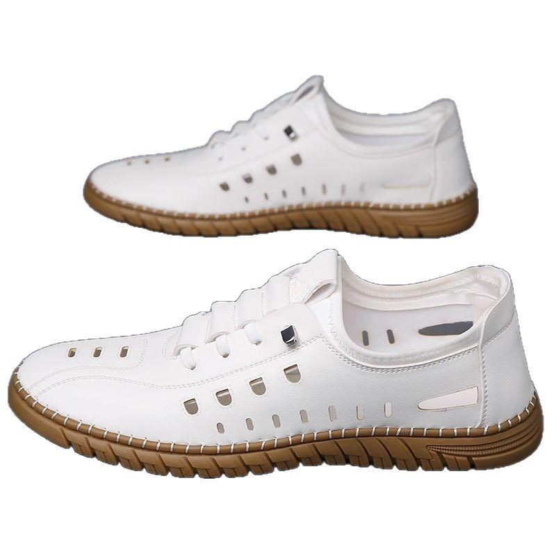 [100% soft leather] Men's breathable, non-slip and wear-resistant versatile sports and leisure shoes, beach sandals