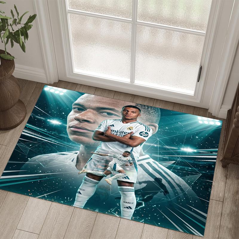 Tapis en Velours Cristal Design Kylian Mbappe Douillet Non ?Tapis imprimé antidérapant pour chambre, salon, entrée