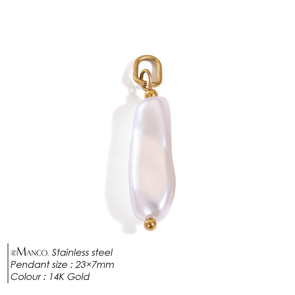 EManco DIY Imitation Pearl Pendants Stainless Steel Charms Gold Plated Jewelry Making Accessories Freshwater Pearl Charm