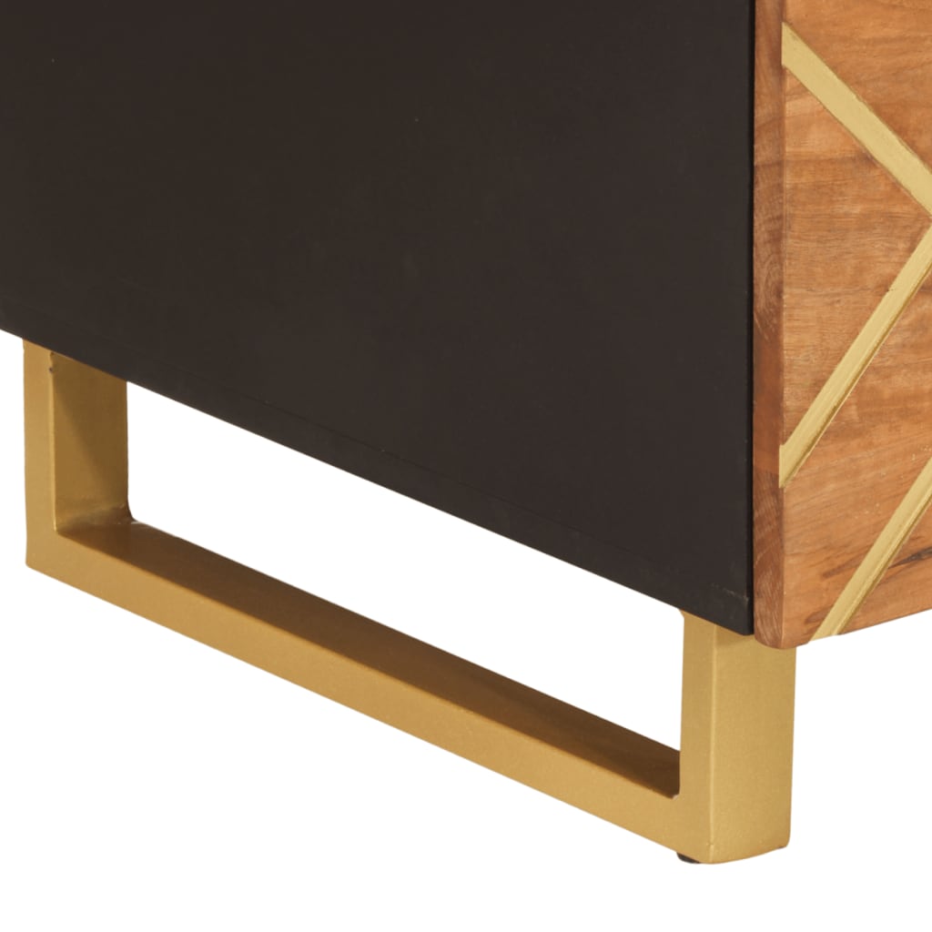 Coffee Table In Brown and Black 100x54x40 Cm Solid Mango Wood