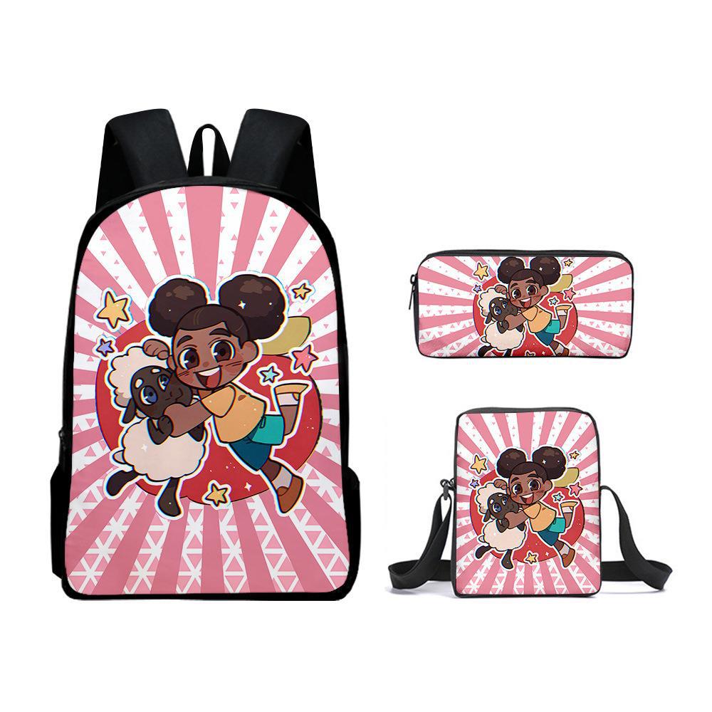 Classic Amanda the Adventurer 3D Print 3pcs/Set Pupil School Bags Laptop Daypack Backpack Inclined Shoulder Bag Pencil Case