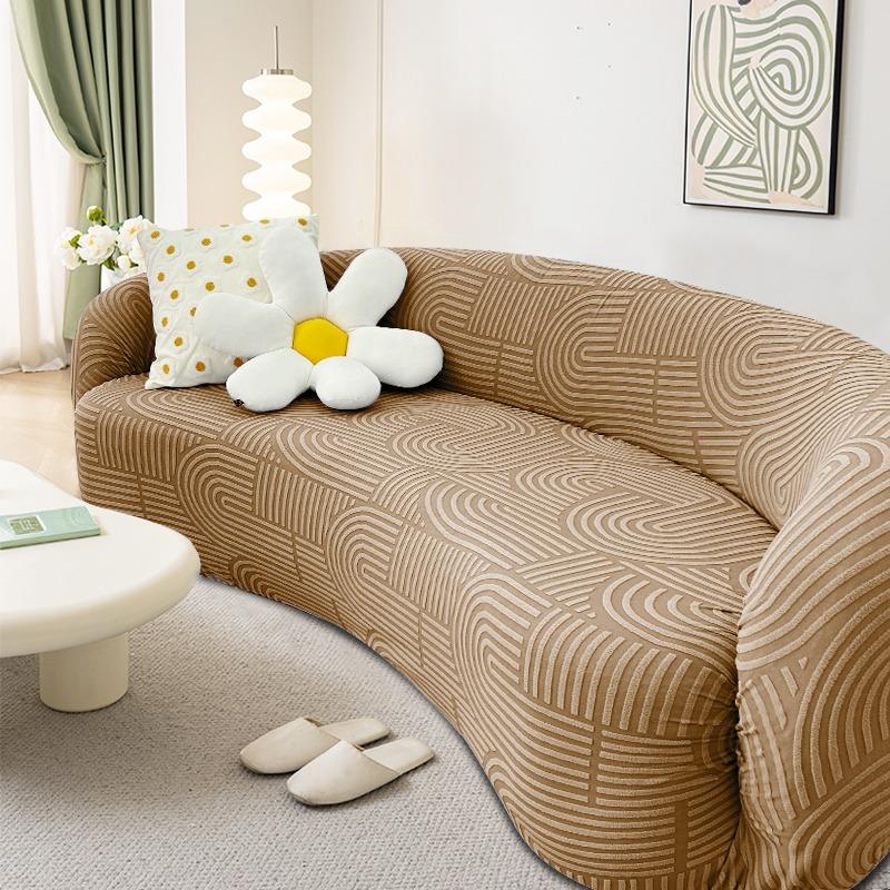 

Arc Stretch Semi-Circular Curved Sofa Cover Shaped Couch Protector for Dogs Jacquard Boho Sectional Sofa Slipcover S 90-140cm