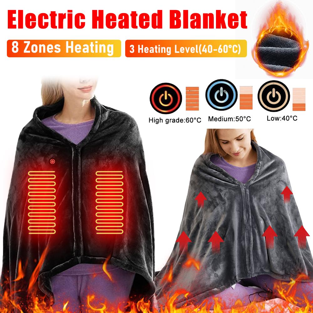 NEW Electric Heated Blanket Winter Warm Coral Velvet Blanket USB Heating Shawl Portable Body Warmer Blanket for Home Sofa Shawl