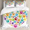 Dog Paw Print Duvet Cover Set Queen Size, Bone Pattern Bedding Set 3pcs For Kids Teens Room Decor, Pet Animals Comforter Covers