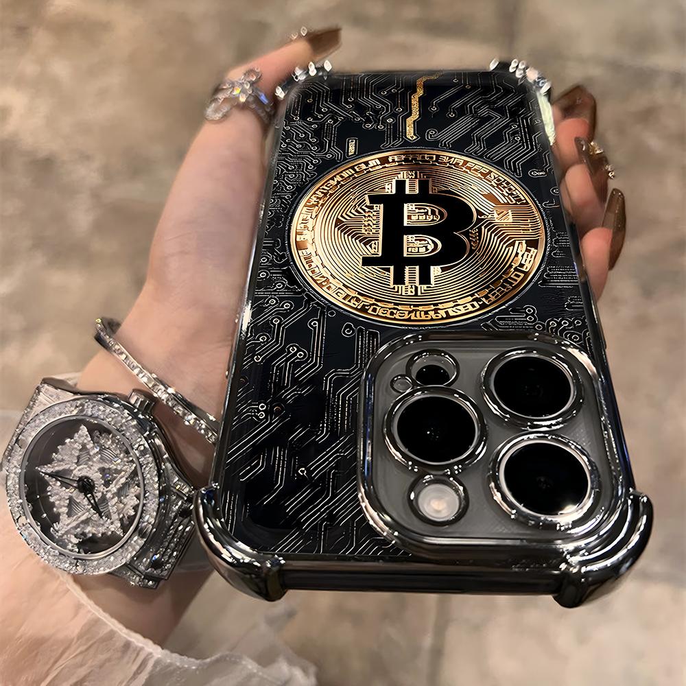 Luxury Bitcoin B Plating Plating Phone Case For Xiaomi 15T 15 14 13 Poco M7 F7 F4 F5 X7 X6 X5 X3 Pro Ultra 4G 5G Anti Fall