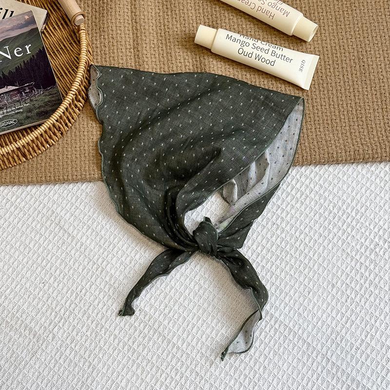 Triangle scarf waist multi-functional polka dot silk scarf literary neck scarf scarf double-sided headscarf headband