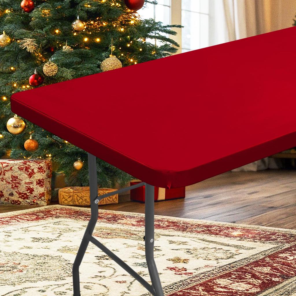 Olanly Rectangle Table Covers Outdoor Picnic Camping Waterproof Tablecloths Polyester Elastic Fitted Table Protector For Dinner