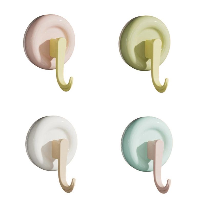 4Pcs Reusable Round Vacuum Suction Cup Hook Colorful Seamless Wall Hanger Accessories Punch-Free Door Hooks Toilet