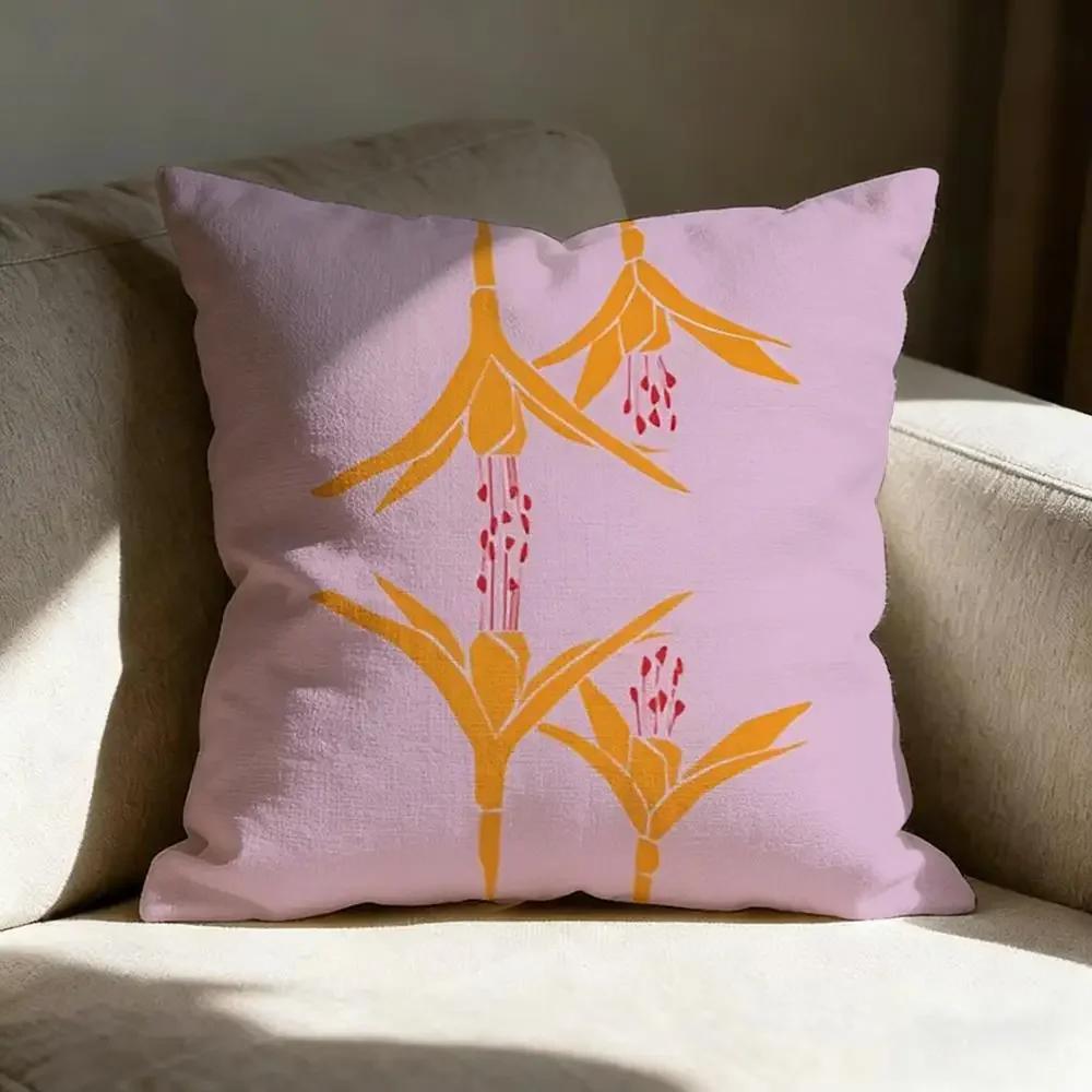 Colorful Flower Illustration Print Pillow Case Double Sided Printed Sofa Cushion Bedroom Headboard Pillow