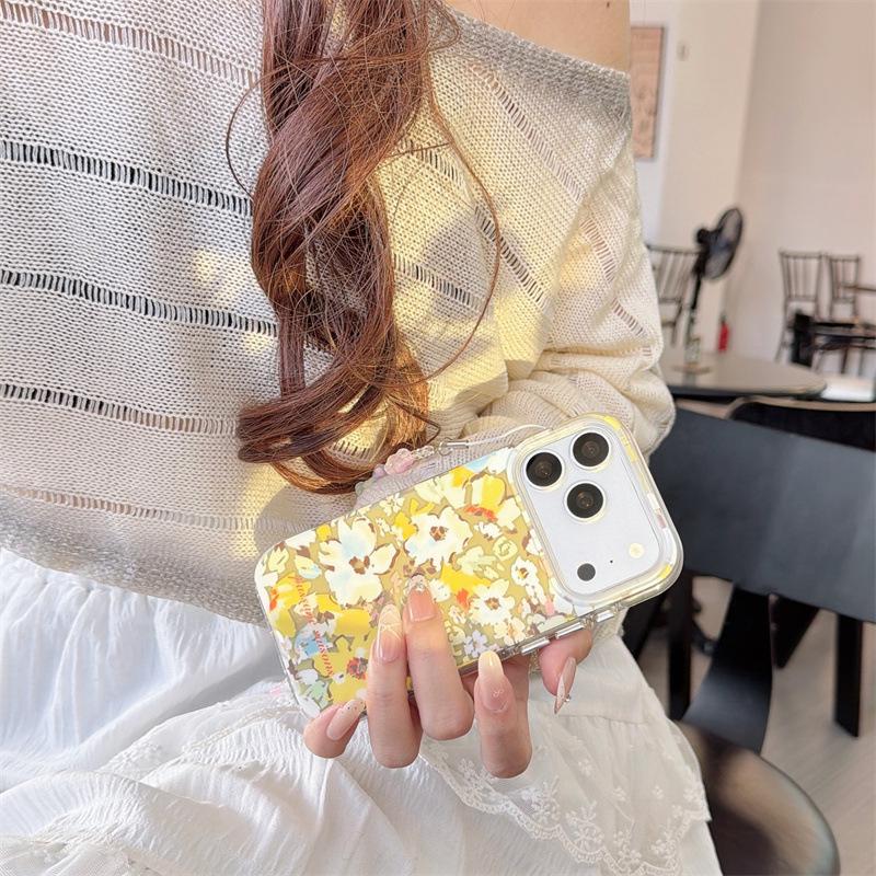

Korean Graffiti Colorful Flower Chain Phone Case for iPhone 17, 16 Pro Max/15/14 iPhone 14 Pro Max