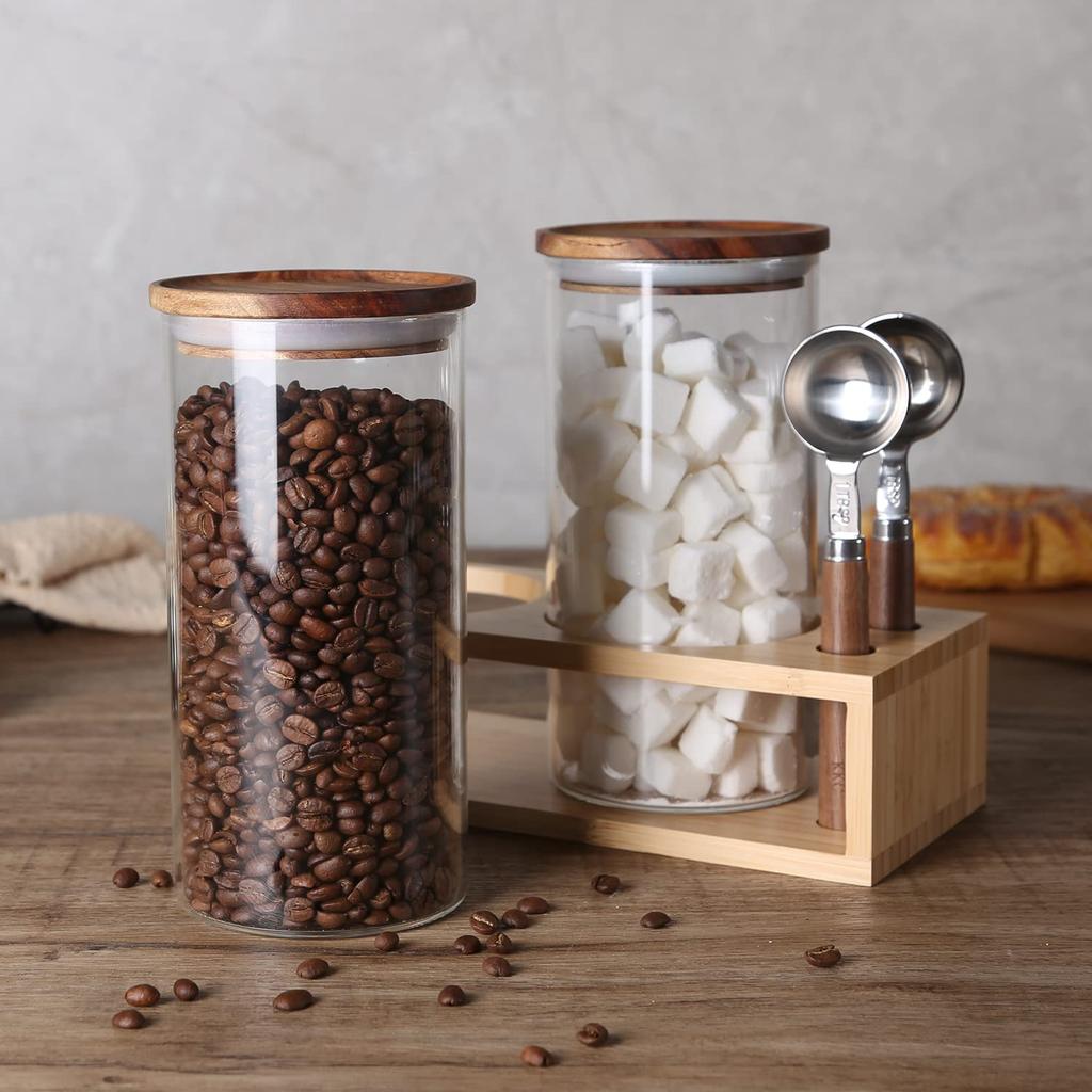 KKC Storage Coffee Bean Storage Storage Coffee Measuring Spoon Tea Leaf Pet Spice Set of 2 Bottle, Packing, Container, Can, Canister, Included,