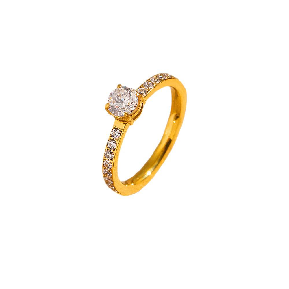 2026 Four-Prong Zirconia Inlaid Titanium Steel Unisex Ring - Light Luxury High-End Feel