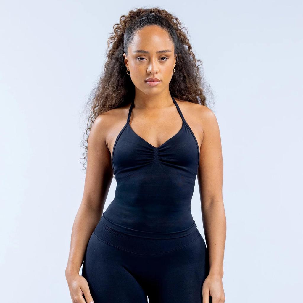 DFYNE Yoga Wear: V-Neck Tank Top & Seamless Long Pants Set