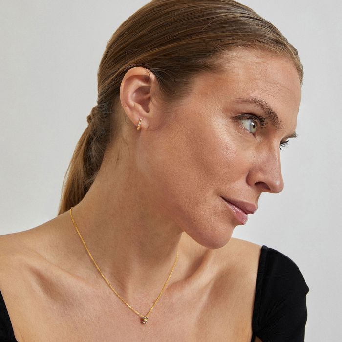 Boucles d'oreilles Luxenter argent 925 avec zircon multicolore et finition en or jaune 18K - Leofcar