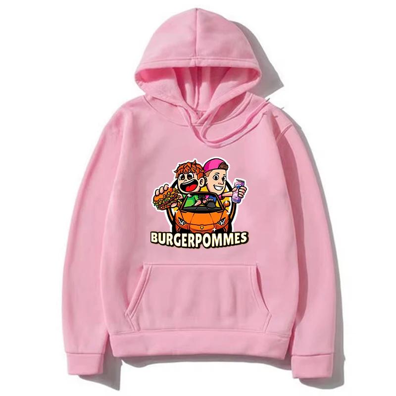 Newautumn and winter comfortable casual hoodie hip-hop hoodie printed Burgerpommes Icrimax men's and women's long sleeved hoodie