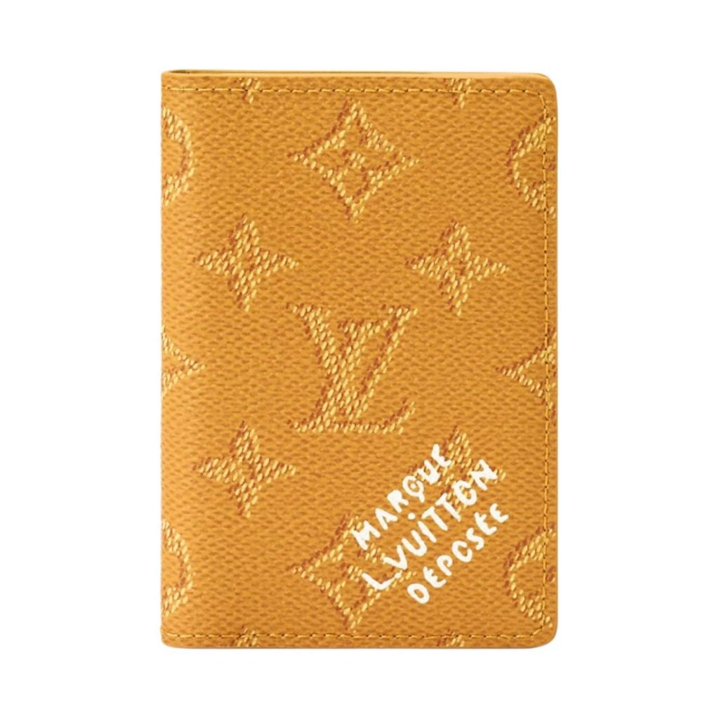 Louis Vuitton Pocket Organizer Monogram Heritage Coated Canvas Wallet Women's Saffron Yellow M26842