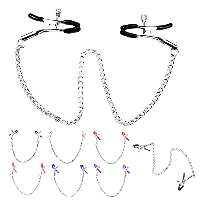 Metal Chain Nipple Clips Clitoris Breast Massage Clamps Adult Flirting Teasing Erotic Gadgets Sex Toys For Couples Multicolored