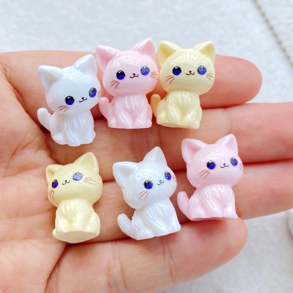 10Pcs Resin Cartoon 3D Cute Cat Series Flat Back Scrapbooking DIY Jewelry Craft Decoration Accessories
