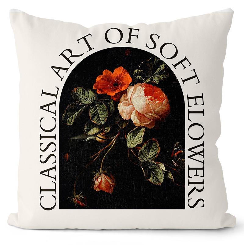 New Retro French Style Abstract Illustration Model Room Decoration Home Bedroom Bedside Living Room Sofa Cushion Cover Cushion