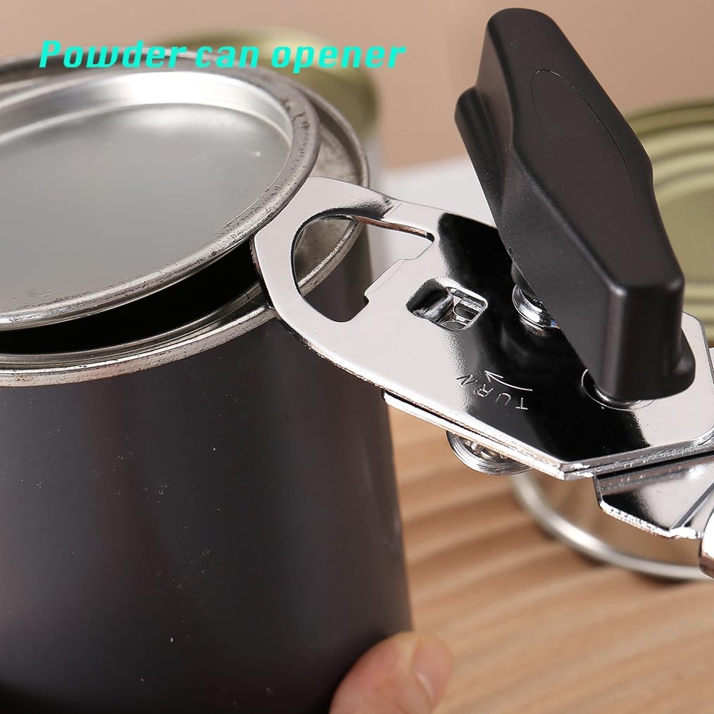 2025 Upgrade 3-in-1 Manual Can Opener with Bottle Opener & Milk Powder Opener, Effortless Operation, Soft Grip Handles, Easy to Turn, Heavy Duty Can