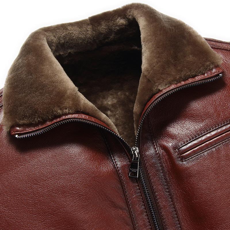 Inverno Nuova Giacca in Pelle da Uomo Giacca in Pelle Corta Revers Ispessita Giacca Casual