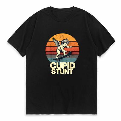 T-shirt Graphique Cupidon Stunt Homme Été Décontracté Meme Drôle Col Rond Manches Courtes