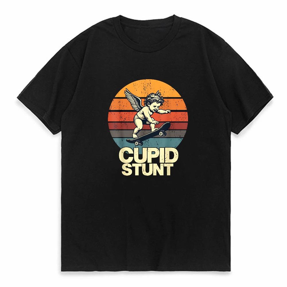 Cupid Stunt Grafikdruck T-Shirt Herren Sommer Lässig Lustiges Meme Rundhals Kurzarm Tee