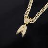 Europe North America Crown Letter A Inlaid Diamond Gold Pendant Necklace Men Cool Personality Street Hip Hop Cuban Chain Jewelry
