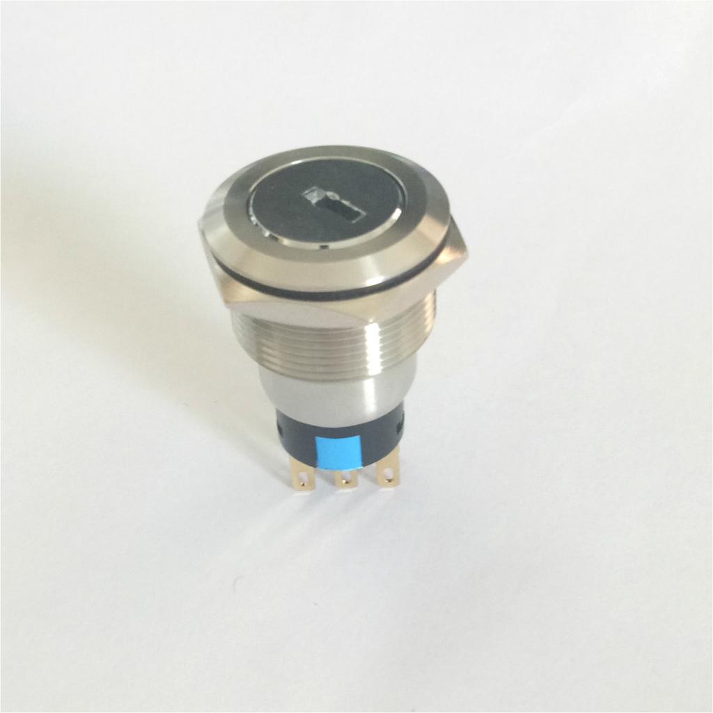 22mm Stainless Steel ON/OFF Electronic Key Switch Lock with 2 Keys 2NO+2NC
