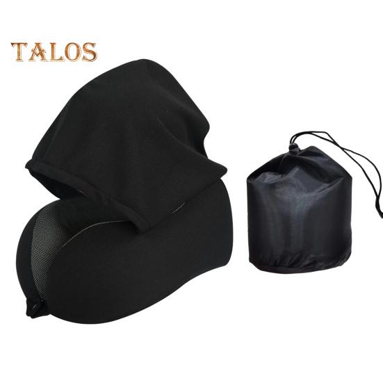 

Подушка U-образной формы с капюшоном, обеспечивающая поддержку шеи на 360 градусов, капюшон, блокирующий легкий вес, подушка для путешествий со съемным чехлом на молнии чёрный