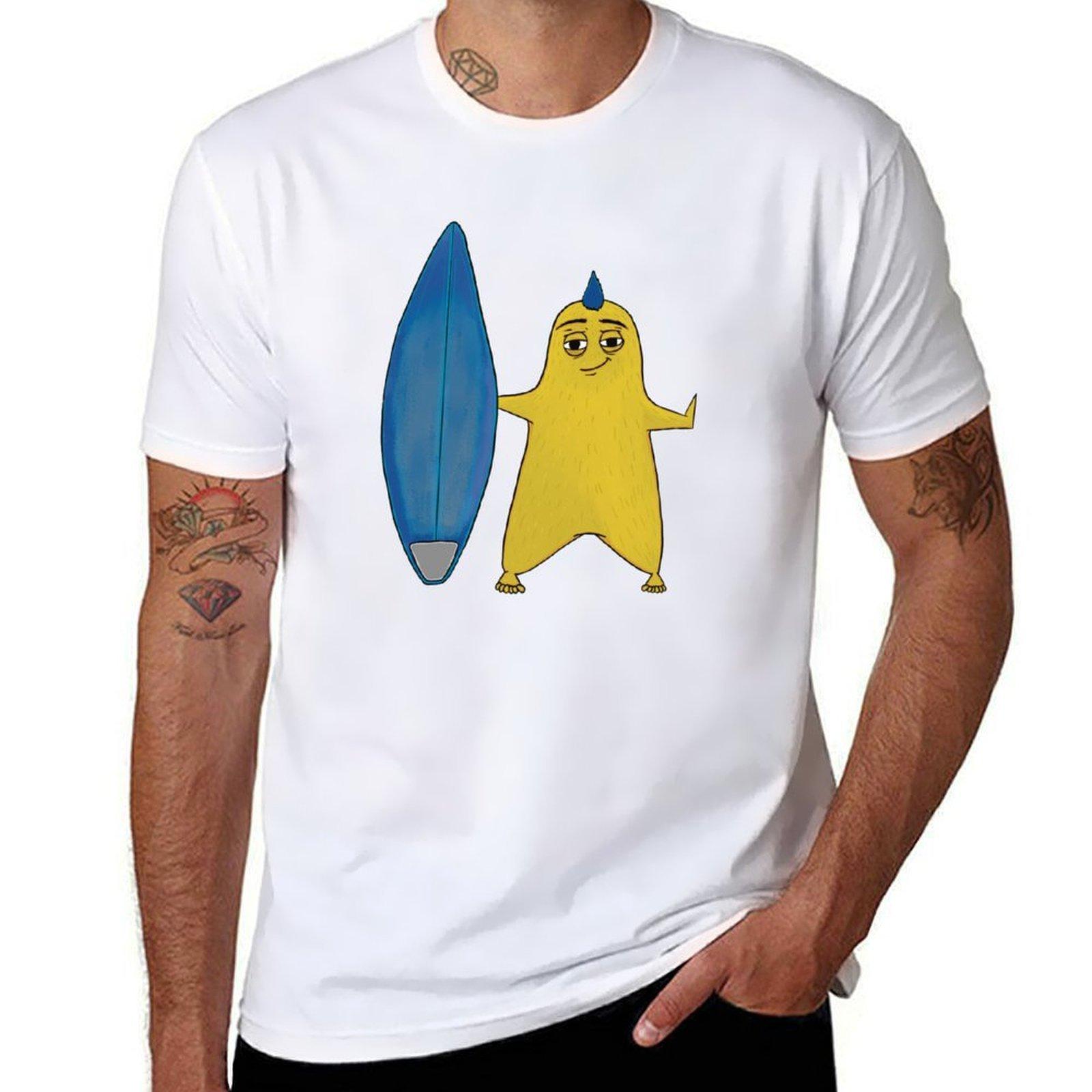 Surfing cartoon funny character with surf TShirt Clothing for a boy anime shirt funny meme tshirts shirts Unisex S