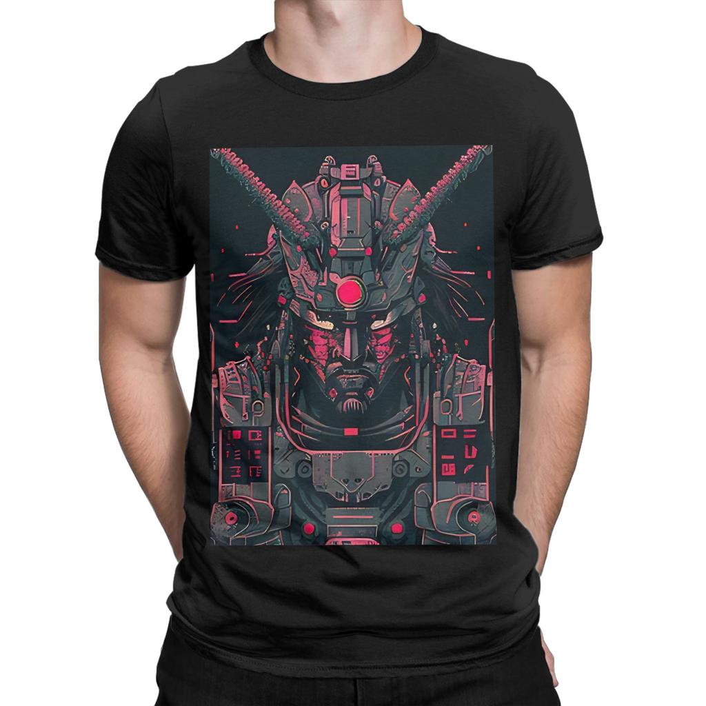Cyber Samurai Punk Black Poster Novelty 100 Cotton TShirt Cyber Samurai Punk Tees Tops For Unisex