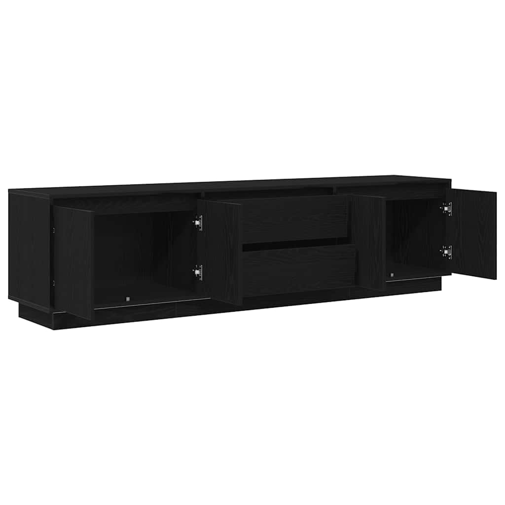 TV Stand with LED Lights Black Oak Effect 193.5x41x50 Cm