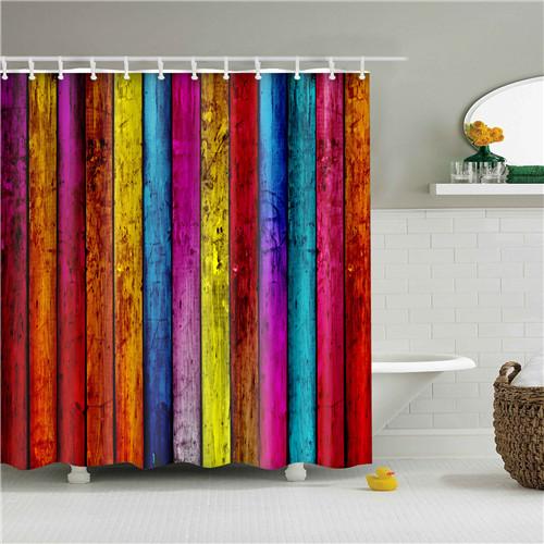 Vintage Style Retro Wooden Door Bathroom Shower Curtains Frabic Waterproof Polyester Bath Curtains With Hooks