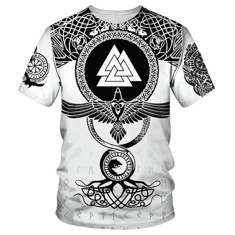 T-shirt Summer Mythical Print 3D Digital Short Sleeve Men's Street Trendy Loose Shirt