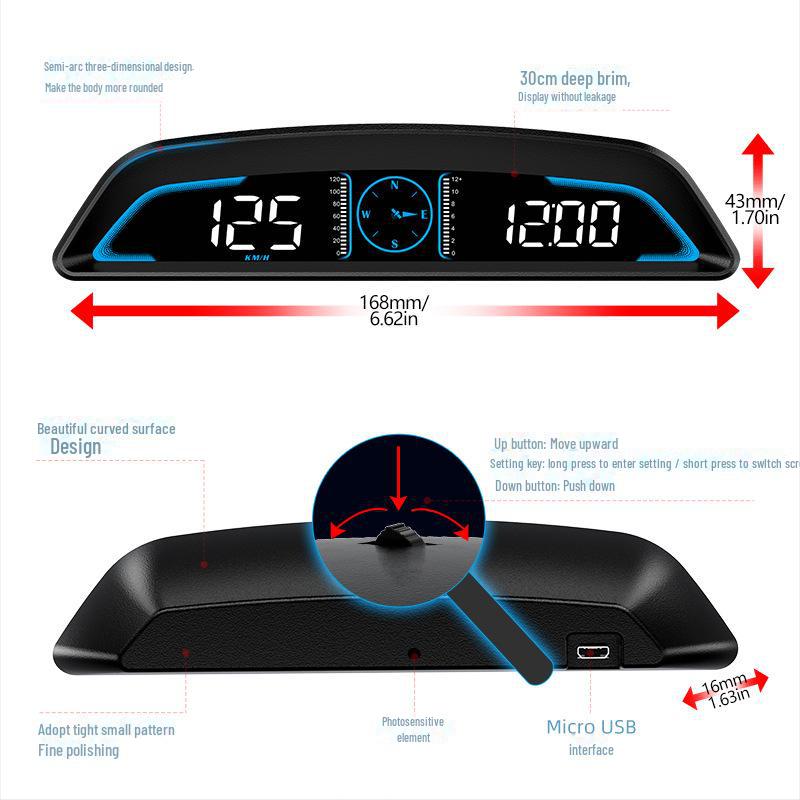 Universal Car HUD GPS Speedometer & Compass Display