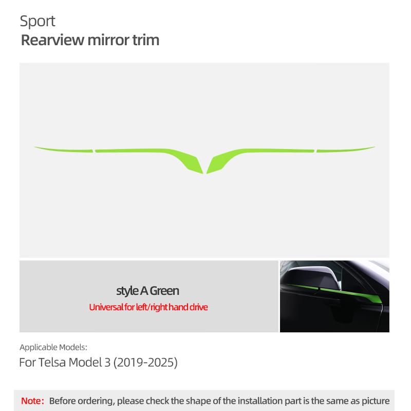 Für Tesla Model 3 Highland 2026 Model Y Juniper Auto Rückspiegel Zierleiste Farbwechsel Folie Dekorationsaufkleber Zubehör
