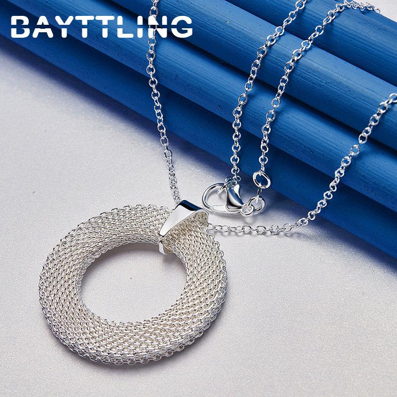 Charm 925 Sterling Silver 16-30 Inches Fine Hollow Round Necklace For Women Men Fashion Wedding Gifts Jewelry Party