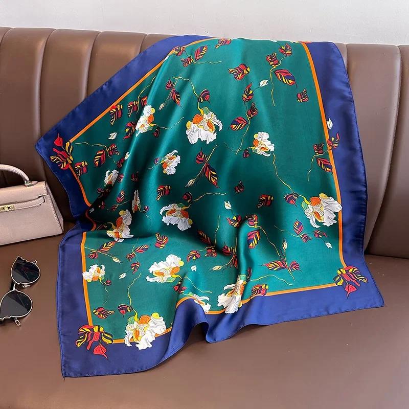 Fashion Scarves for Women Shawl Horse Print Silk Satin Hijab Scarf Female 70*70cm Luxury Brand Square Shawls Scarfs For Ladies