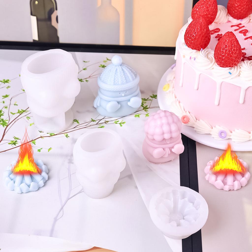 Snowman Silicone Mould Christmas Candle Molds Epoxy Resin Molds Baking Molds Craft Supplies for Home Decorations