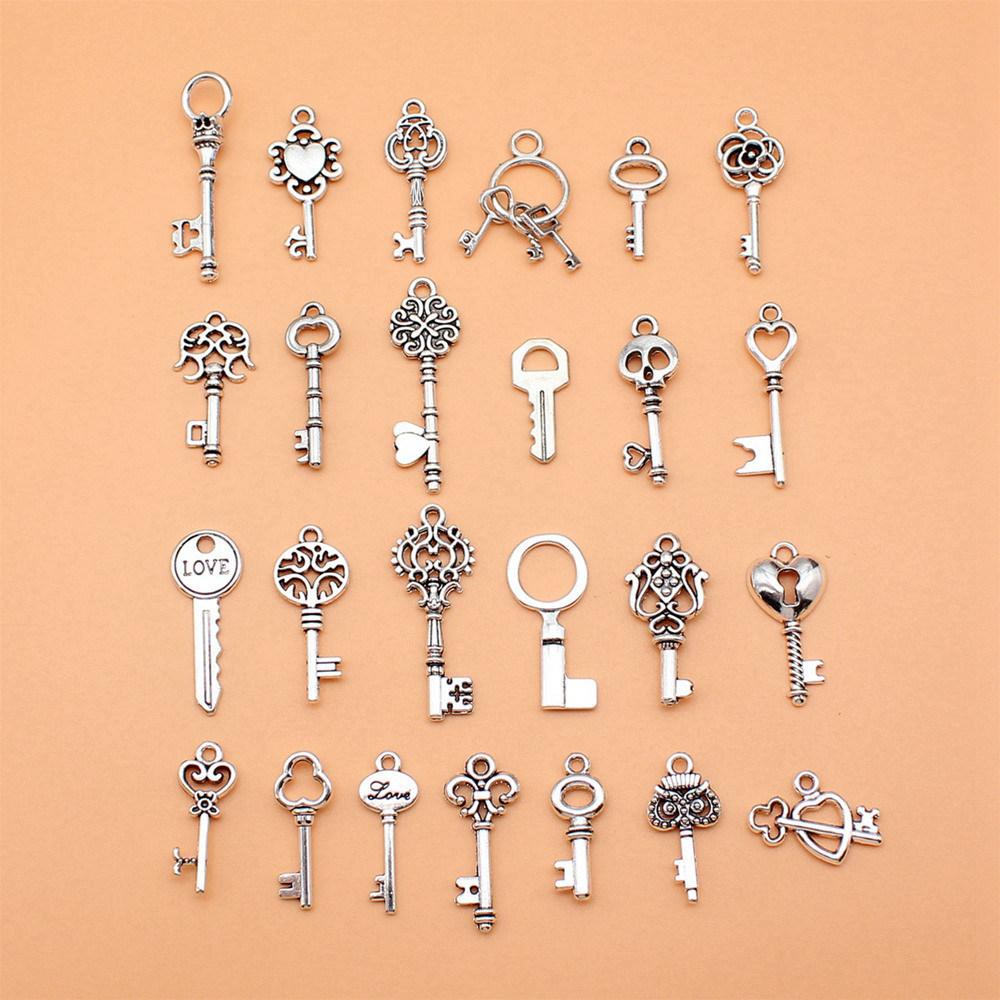 Charms Schlüsselschloss Werkzeug Gemischtes Set Anhänger Vintage Schmuckzubehör QC076