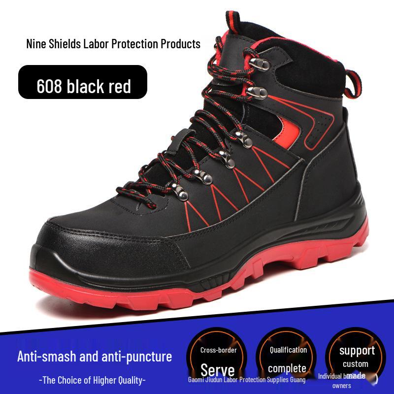 All-Season High-Top Microfiber Leather Work Boots: Anti-Smash, Anti-Puncture, Wear-Resistant, Comfortable for Long Standing