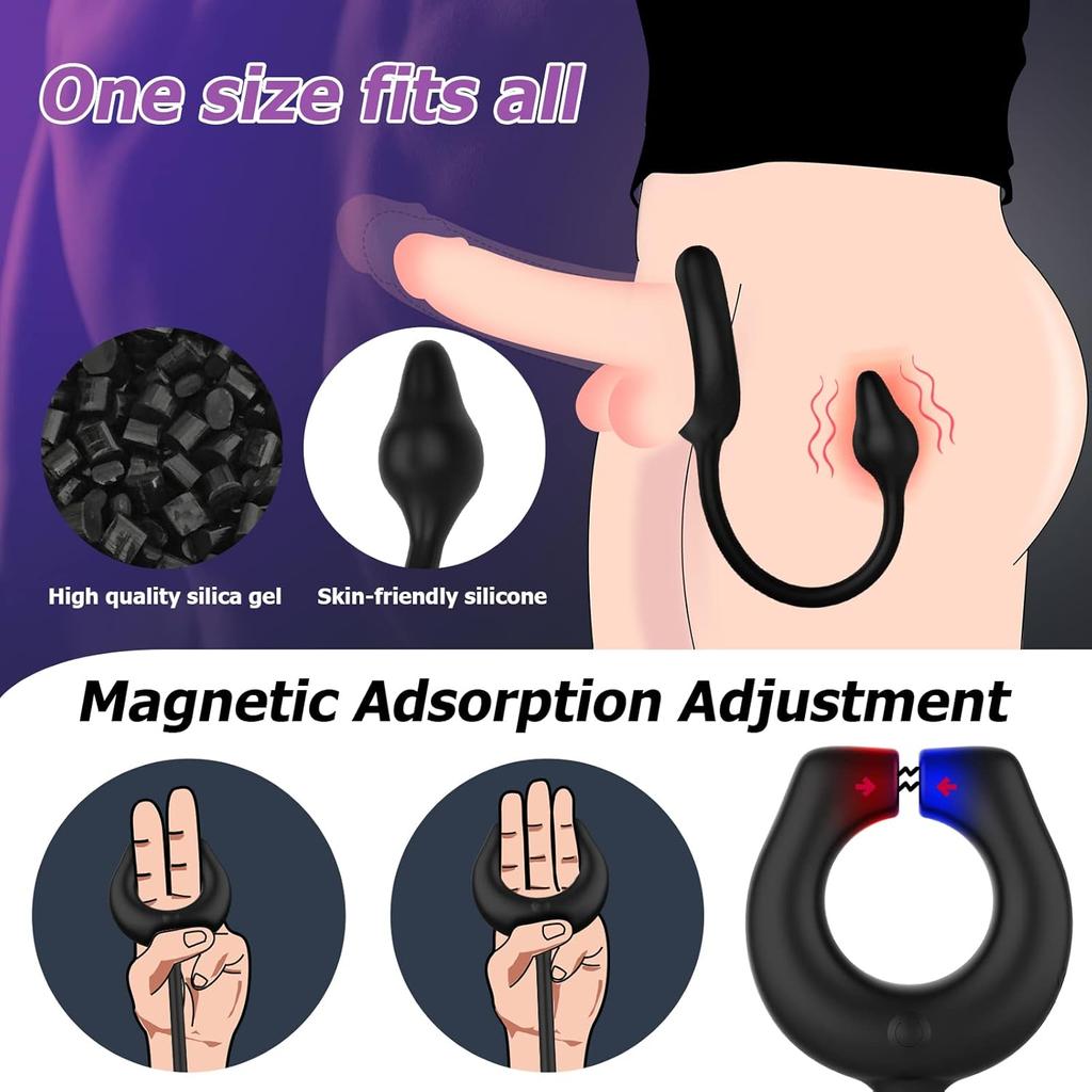 Penis Ring VibratorMagnet Design nástavce 10 režimů vibrací Sexuální hračky pro dospělé pro muže Páry Masážní přístroj prostaty G-bod Vibrátor bradavekDálkové ovládání