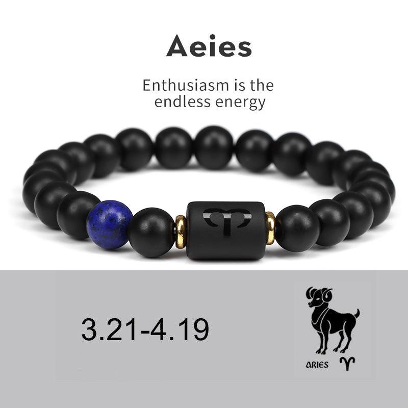 

1 шт. Браслеты с 12 знаками зодиака для мужчин и женщин, эластичный браслет из натуральных камней, представляющий подарок на День святого Валентина, день рождения 18cm