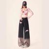 Gradual change embroidered wide-leg jeans women's large size niche loose straight casual long pants Trendy Women's High-waisted Gradient Wash Jeans