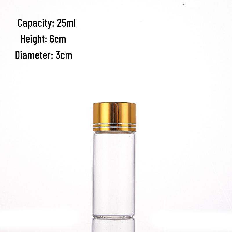 30mm Glass Test Tube with Oxidized Gold Screw Cap, Sealed Agarwood or Spice Display Bottle
