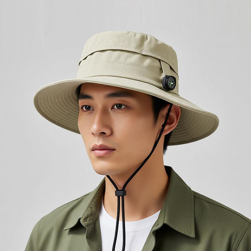 Summer Outdoor Mountaineering with Compass Fisherman Hat Waterproof Quick-Drying Foldable Men's Sunshade Sunscreen Hat