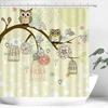 Rideau de douche Hibou Lunaire Forêt Enchantée Oiseau Fleur Papillon Fantaisie Fée Arbre Lanternes Ciel Nocturne Décoration Salle de Bain Ensembles