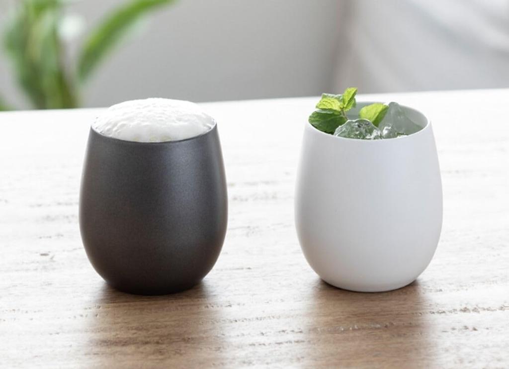 Pair of 250ml Stainless Steel Cups with a Feel and Vacuum Structure J-Kitchens Ceramic-Like Double-Walled
