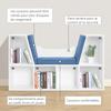 2-in-1 Bookcase Bench with Seat Cushions, Cube Shelf 6 Open Compartments and 2 Levels, Storage Furniture, 102 x 30 x 61 cm, Blue